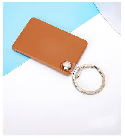 Rectangle PU Leather Keychain for Car Home Key Ring Strap Holder Lanyard Universal Key Fob Keychain