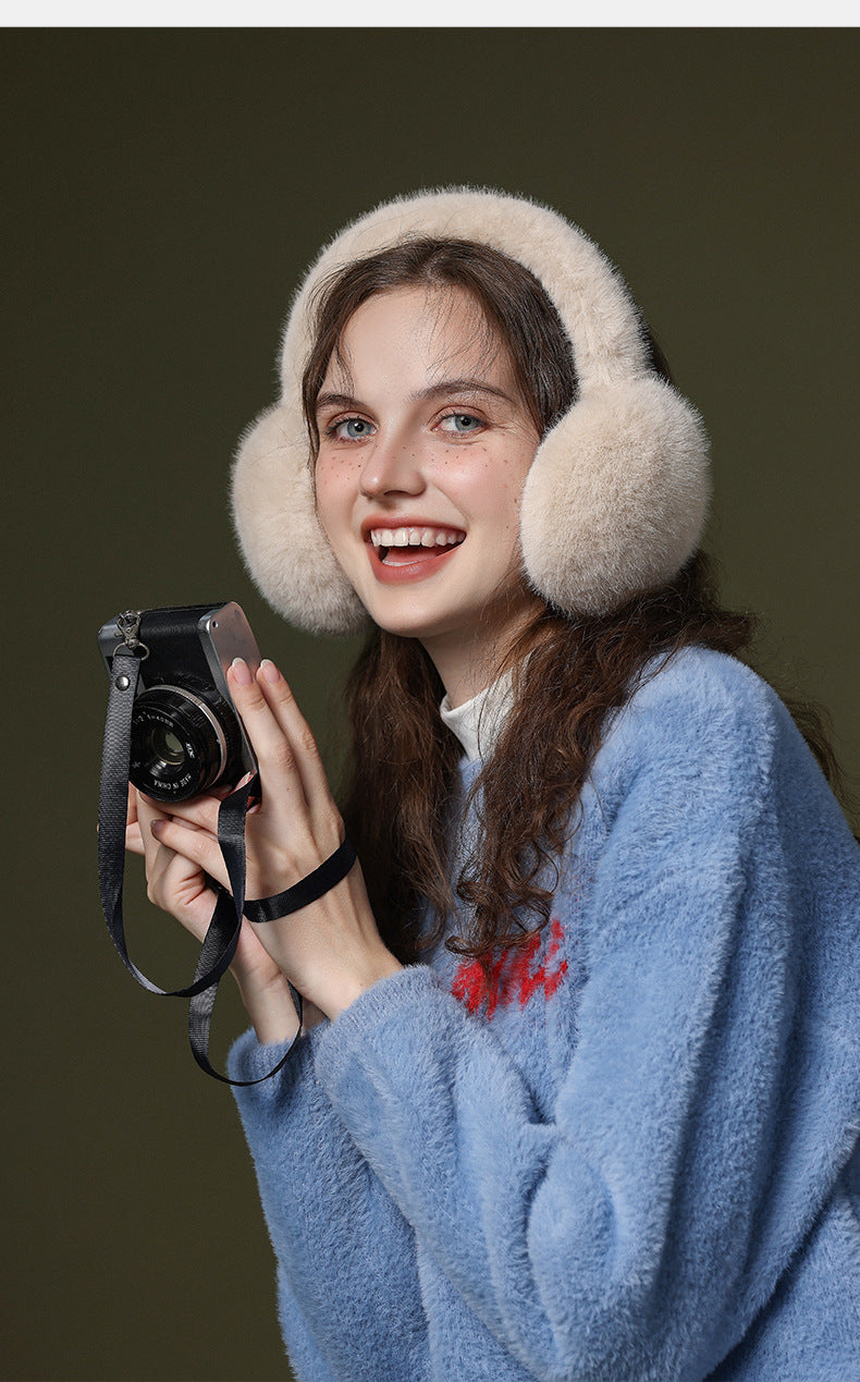 Foldable Ear Muffs for Women Faux Fur Winter Earmuffs Fluffy Ear Warmers Cute Ear Covers