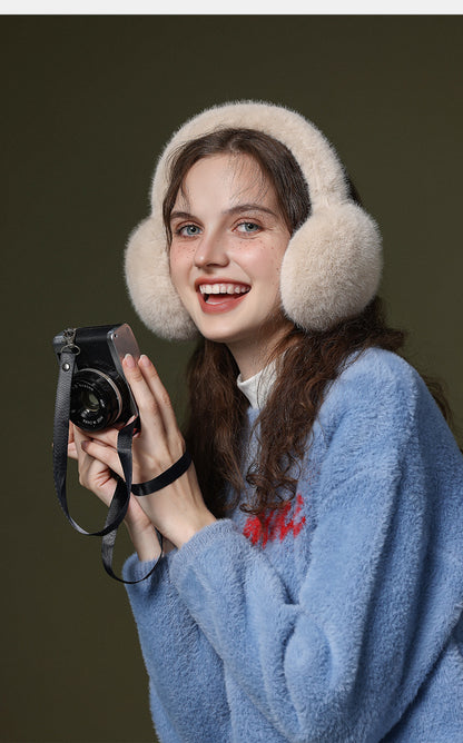 Foldable Ear Muffs for Women Faux Fur Winter Earmuffs Fluffy Ear Warmers Cute Ear Covers