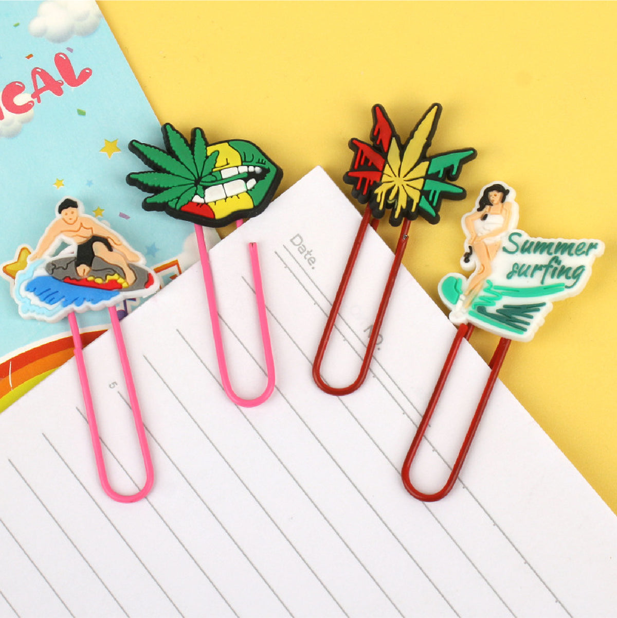 Custom Shape Bookmark Summer Surfing Paper Clip Paper Clasp