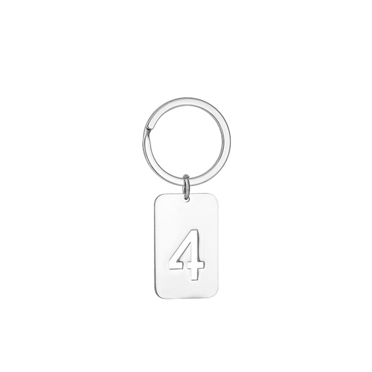 Number 4 Rectangular Tag Keychain 32 x 20 mm