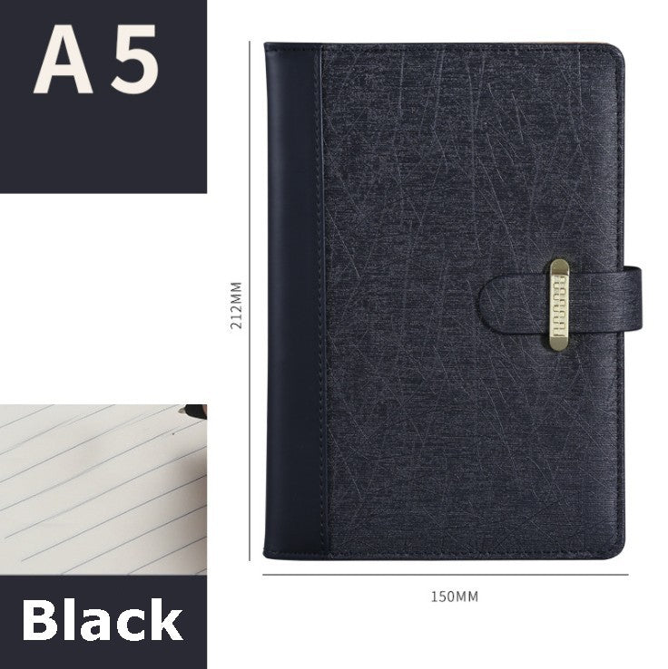 A5 PU Leather-Bound Business Notebook Writing Journal Executive Notebook Meeting Note