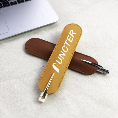 Slim PU Leather Pencil Case - Minimalist Portable Pen Pouch For School, Office & Travel