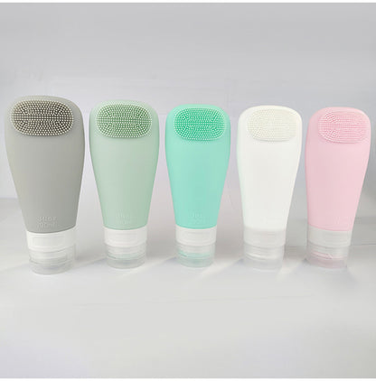 3 OZ Silicone Travel Split Bottles W/Bristle Brush