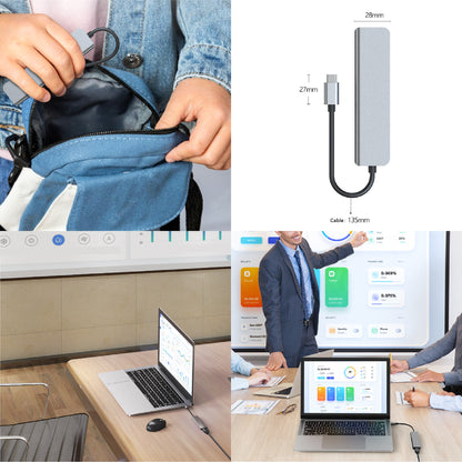USB C Hub Multiport Adapter 6" 1 with HDMI USB 3.0 Data Port Card Reader