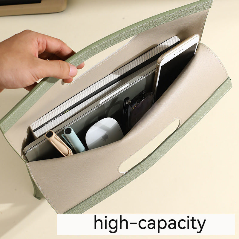 PU Leather Cut Out Handle Tote Bag With Magnetic Closure For Laptop & Files & Tech Accessories