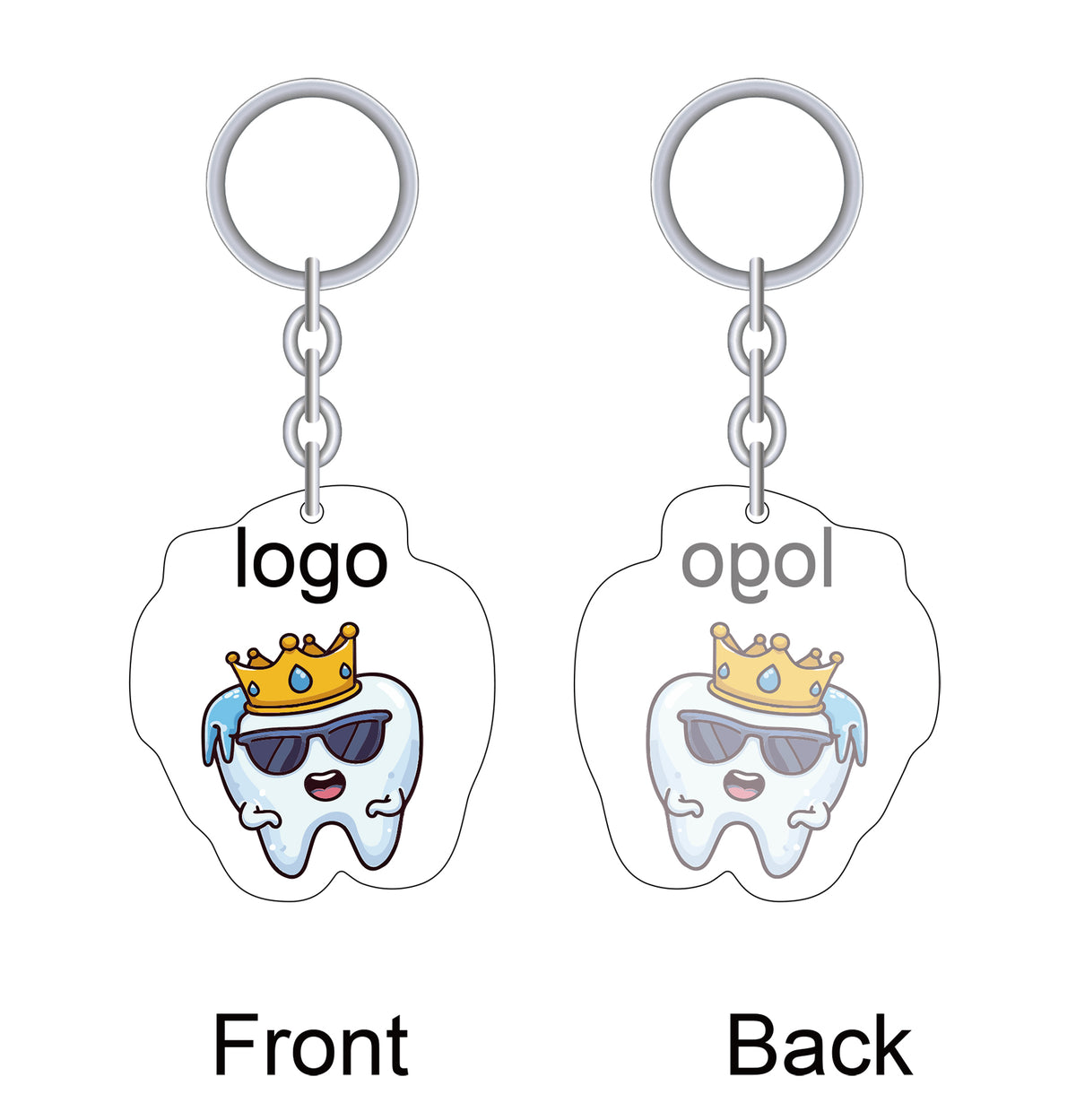 Acrylic Tooth-Shaped Keychain