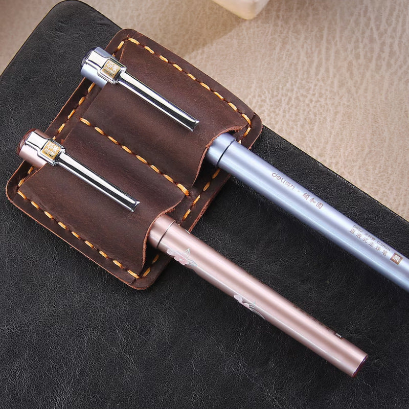 PU Bookmark Pen Loop Leather Double Pen Clip Book Page Clip