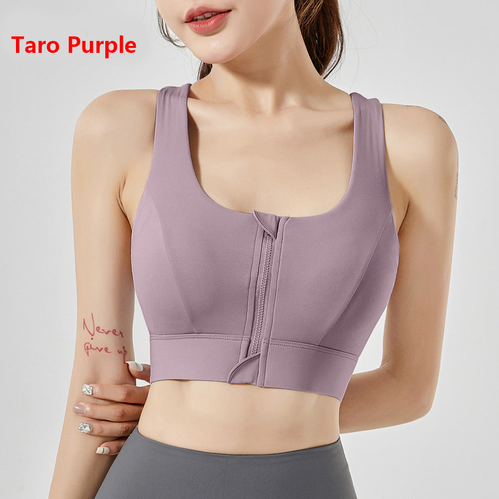 Women's Yoga Sports Bra Zipper Bra Pilates Clothing Strappy Bralette Bra Running Vest Athletic Shirt