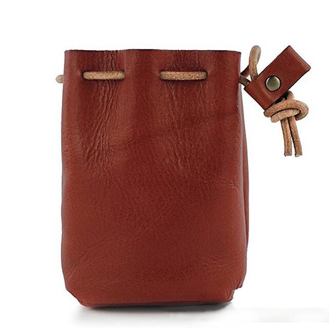 Cow Leather Money Bag w/String
