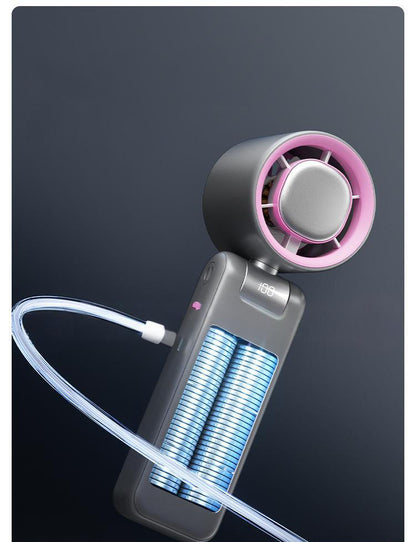 Handheld Fan Freezy Personal Fan Refrigeration Fan W/ 1-100 Stepless Adjusting & Battery Status