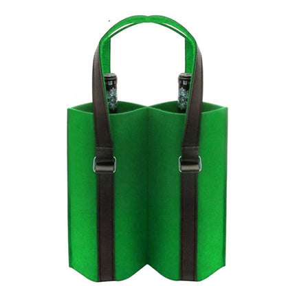 Wine Bottle Double Felt Sleeve w/PU Strap