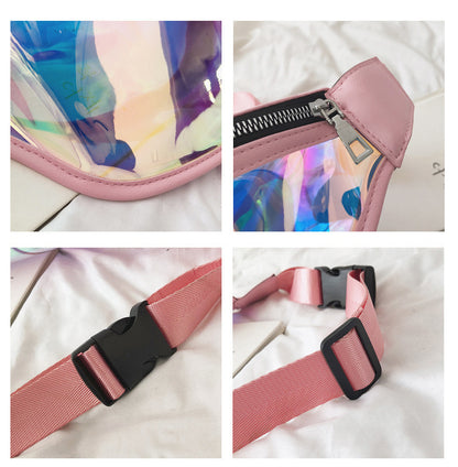PVC Water Resistant Shiny Waist Bag Laser Waist Bum Bag W/Adjustable Belt