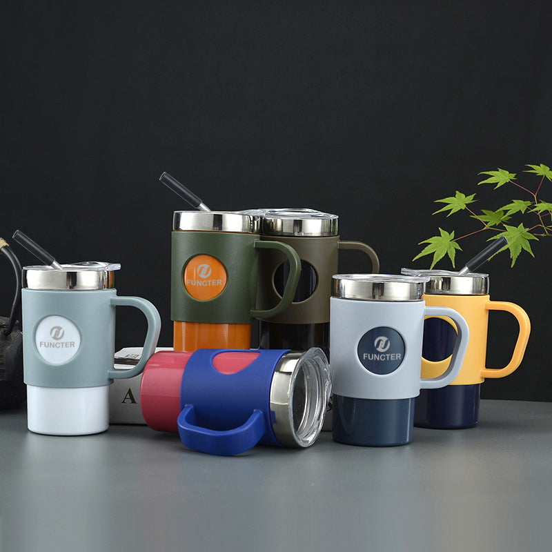 13 oz /400ml Coffee Mug Camping Mug Travel Tumbler Cup Insulated Water Bottle with Straw