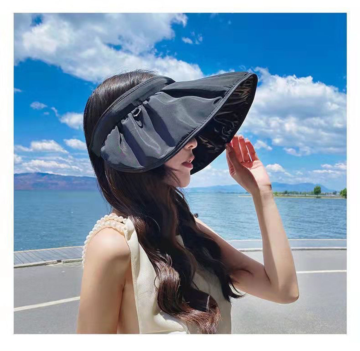 Outdoor UPF50+ Sun Hat Wide Brim Mesh Fishing Hat