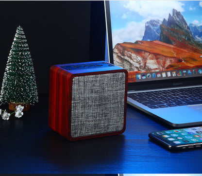 Stereo Sound Wood Fabric Square Wireless Speaker