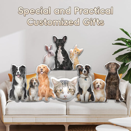 15'' to 20" Custom Pet Pillow with Photo Personalized Photo Shaped Dog Cat Face Pillow