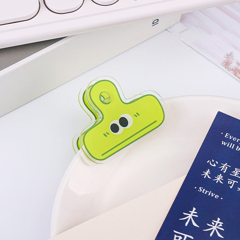 Long Tail Clamps Acrylic Album Memo Clip Bag Binder Sealing Clip Food Bag Clamp-Two Sides Printing