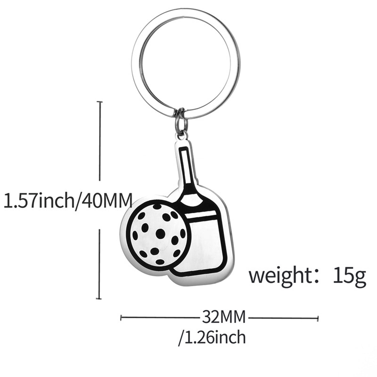 Mini Stainless Steel Pickleball Paddle KeyChains Bag Pendant