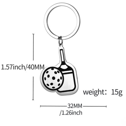 Mini Stainless Steel Pickleball Paddle KeyChains Bag Pendant