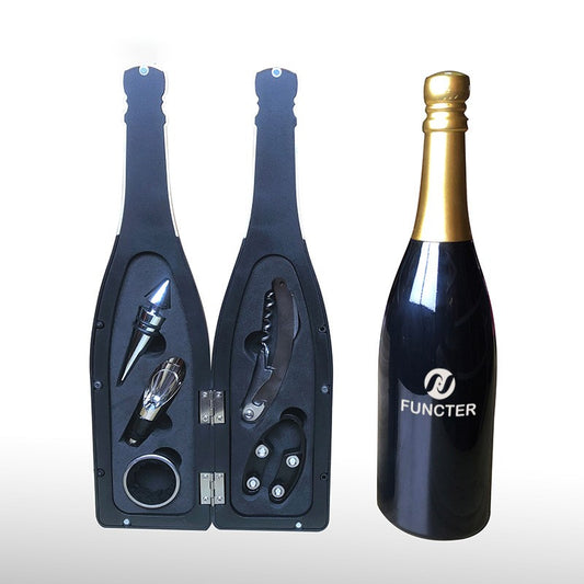 Champagne Gold Bottle Neck Glossy Bottle Wine Opener Set -5 Piece