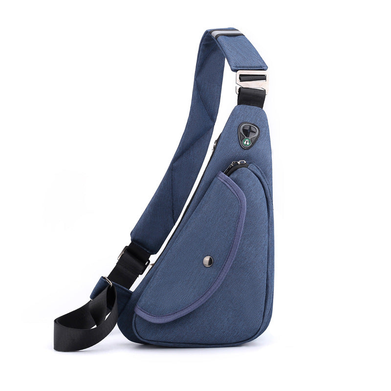 Men`s Sling Bag Chest Shoulder Backpack Travel Outdoors CrossBody Bags W/Earphone Hole