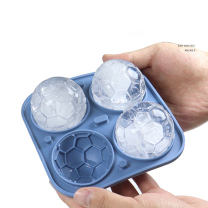 Sports Ball Soccer Shaped Silicone Ice Ball Mold W/ Ice Cube Tray