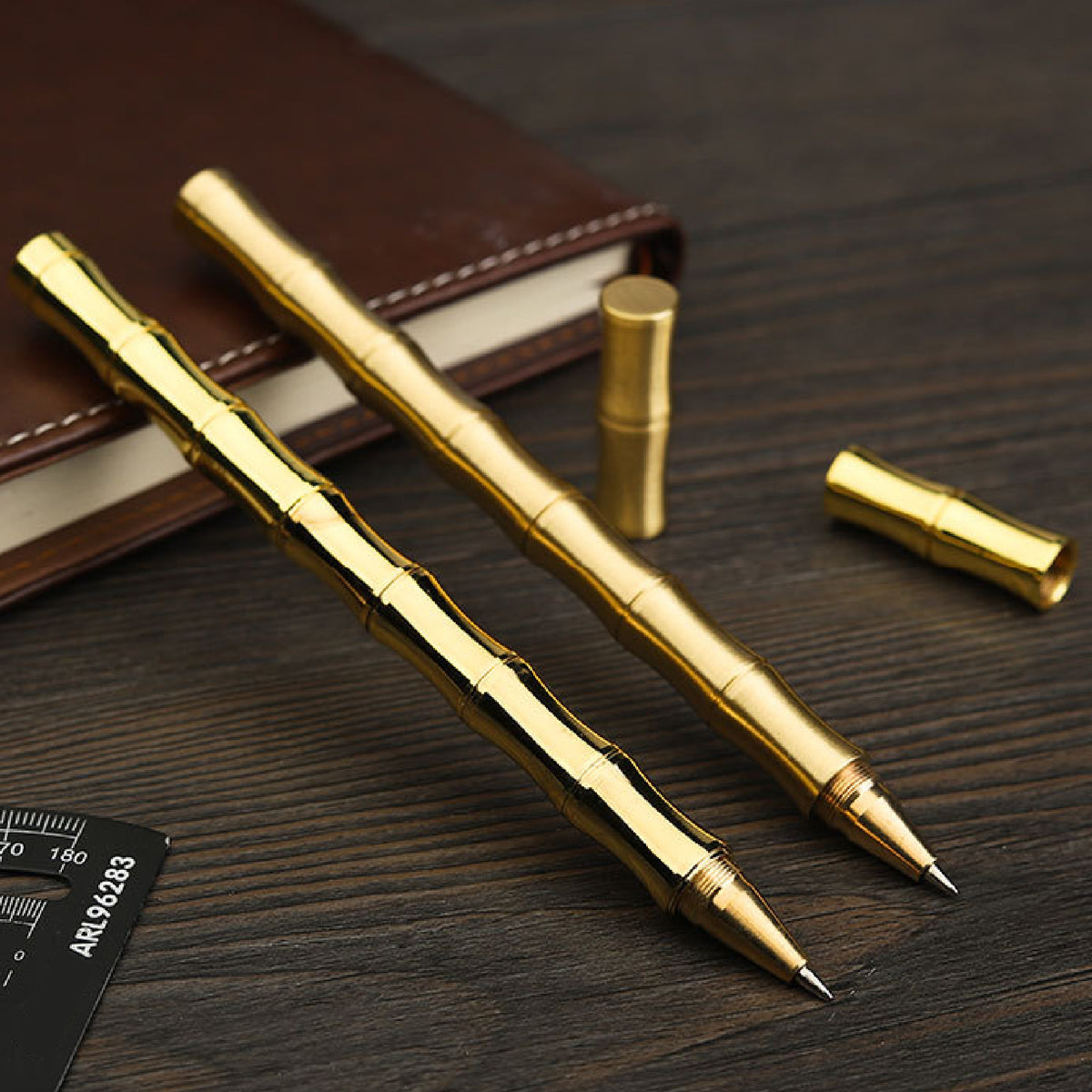 Bamboo Pen Brass Metal Pen with Cap Black Ink