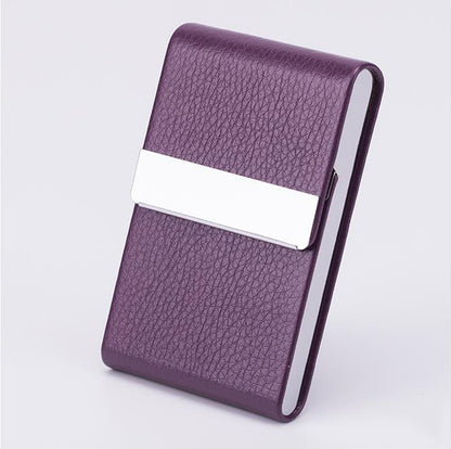 Business Card Cases PU Leather Name Card Holders Stainless Steel Multi Card Holders for Men Women