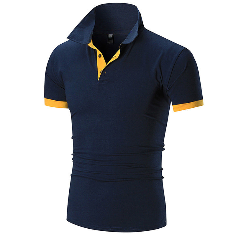 Men's Regular-fit Short-Sleeve Polyester Lapel Polo Shirt