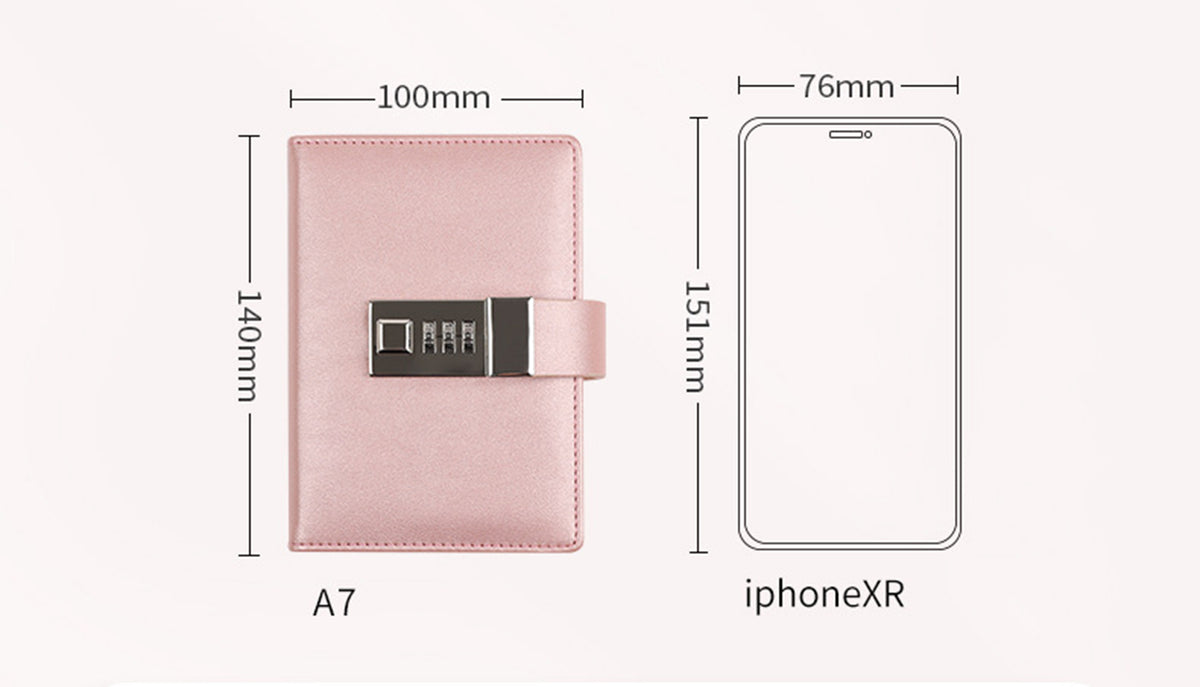 PU Leather Journal with Lock, Diary with Lock, Password Notebook
