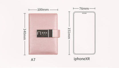 PU Leather Journal with Lock, Diary with Lock, Password Notebook