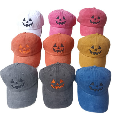 Halloween Pumpkin Baseball Cap Washed Cotton Hat