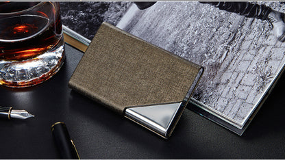 Business Card Cases PU Leather Name Card Holders Stainless Steel Multi Card Holders for Men Women