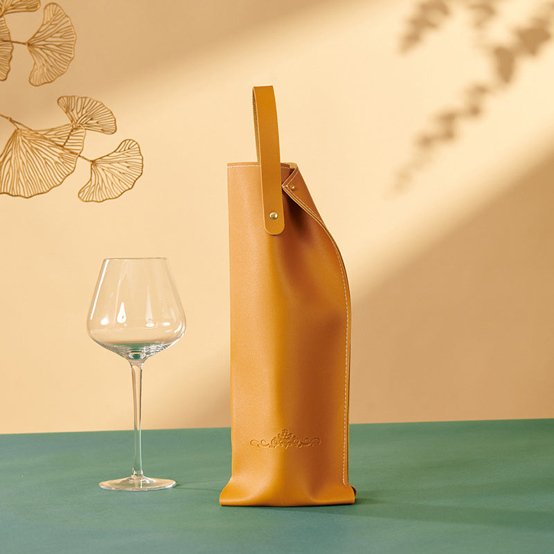 PU Leather Wine Bottle Carrier Tote Bag