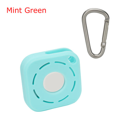 Square Silicone Key Tag Tracker Cover Access Card Sleeve Anti-Lost Protector Holder W/ Carabiner
