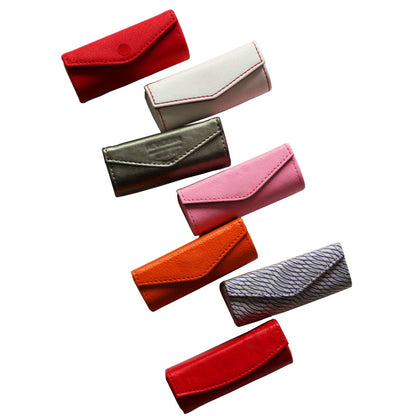 PU Leather Magnetic Buckle Makeup Bag Handle Bag Lipstick Storage Pouch W/Square Mirror