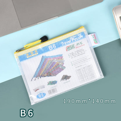 B6 Size Mesh Zipper Pouch Document Holder Bag File Document Pouch For School Office