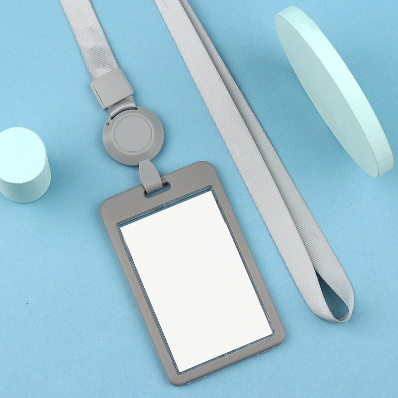 Plastic Vertical Badge Holder With Retractable Lanyard