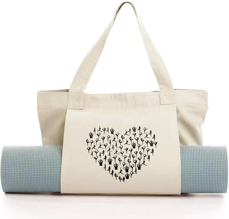 16 oz Yoga Bags Yoga Mats Bags Carrier Canvas Tote Bags for Pilates Travel Beach Workout (Natural)