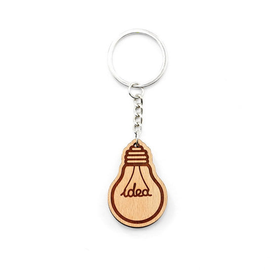 Bulb Shape Wooden Keychain