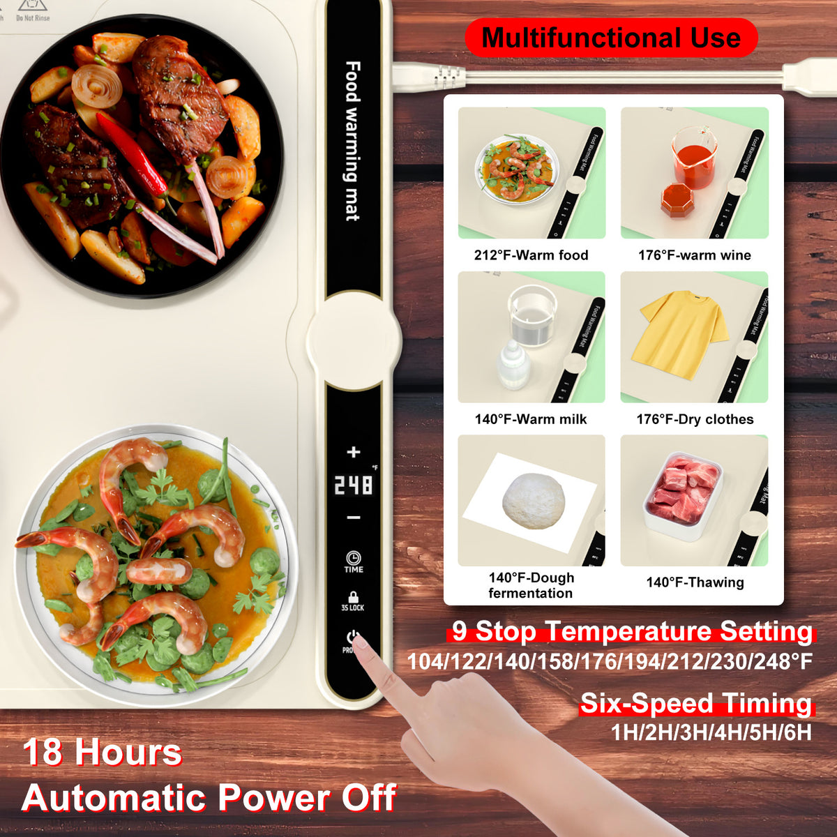 Food Warming Mat Electric Warming Tray Roll Up Food Warmers for Parties Buffet-Small size