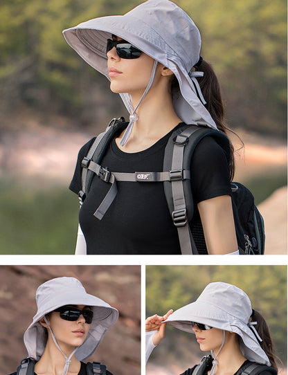 Outdoor Summer Bucket Hat Sun Hat with Ponytail Hole for Women