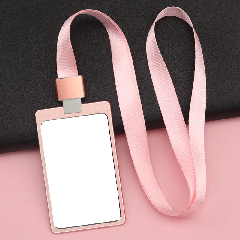 Vertical Aluminum Badge Holder ID Card Holder With Polyester Lanyard