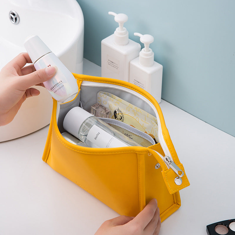 Water-Resistance PU Leather Zippered Toiletry Makeup Bag