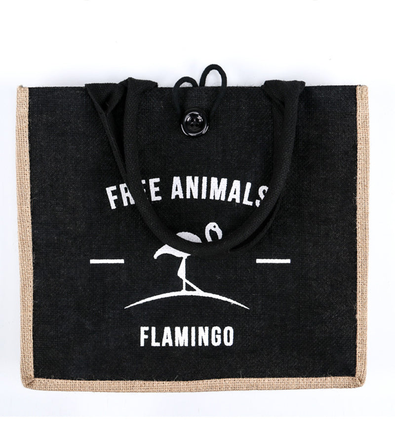Burlap Tote Bags W/ A Button