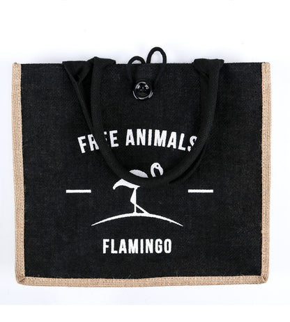 Burlap Tote Bags W/ A Button