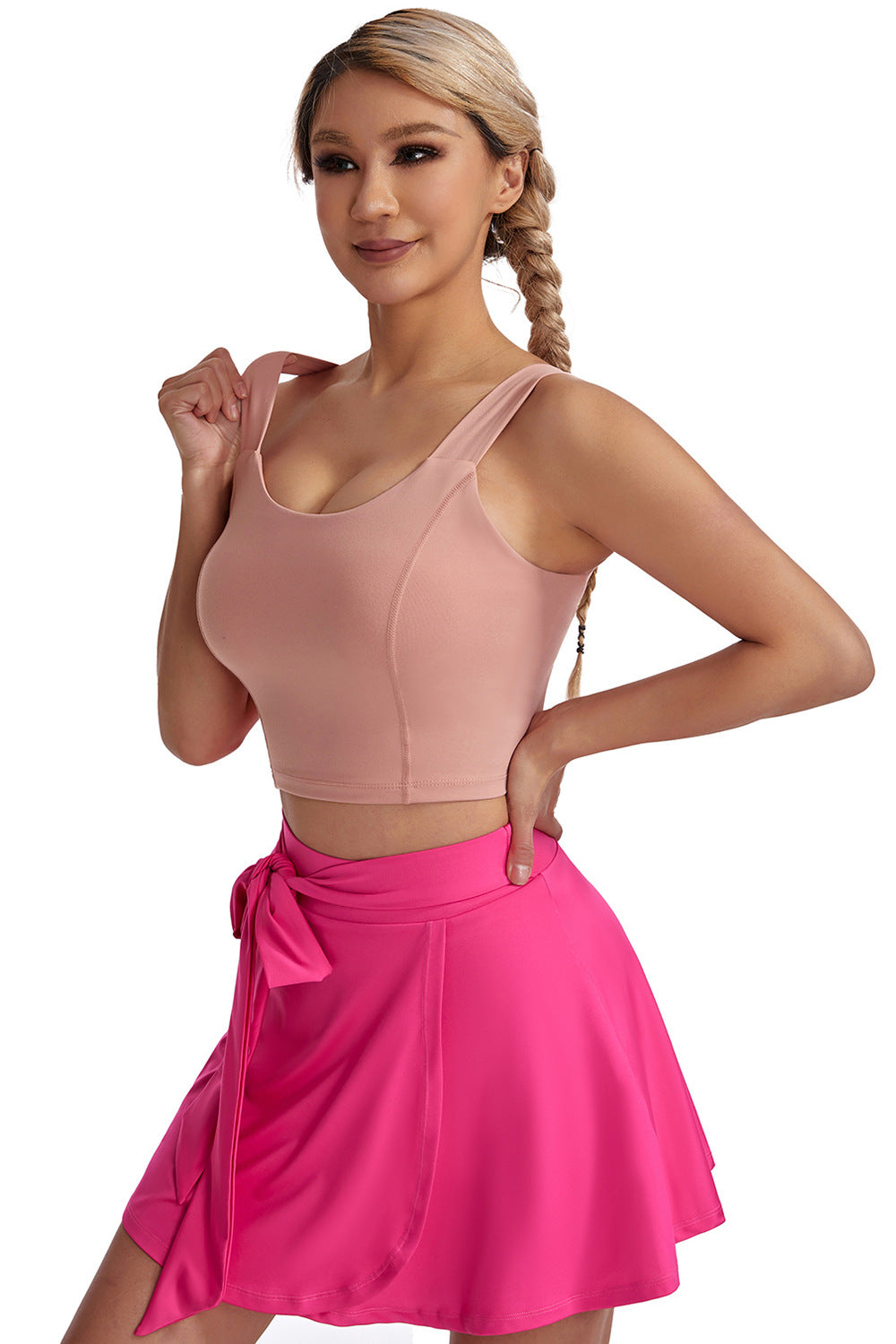 Women's Lace-up High Waisted Bowknot Tennis Golf Skorts w/Pockets