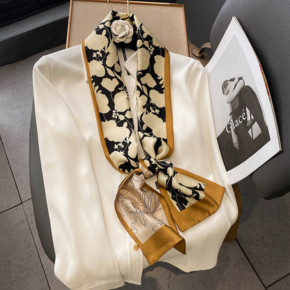 Custom 5.9" x 59" Long Silk Like Neck Scarf Women's Fashion Satin Scarfs