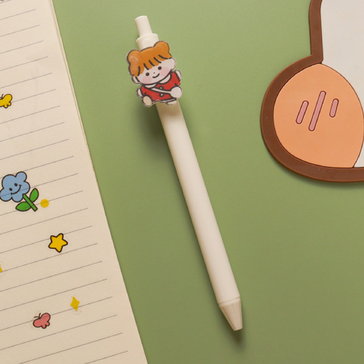 Retractable Ballpoint Pen Girl Plate Clip Personnel Image